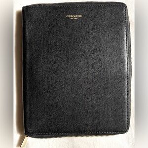 Coach Saffiano Leather iPad Portfolio Case | Black Tablet Sleeve | OS